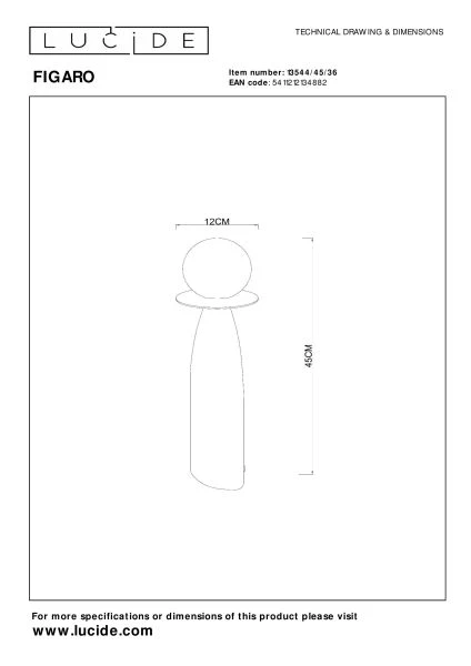 Lucide FIGARO - Lampe de table - Ø 12 cm - 1xG9 - Gris - technique